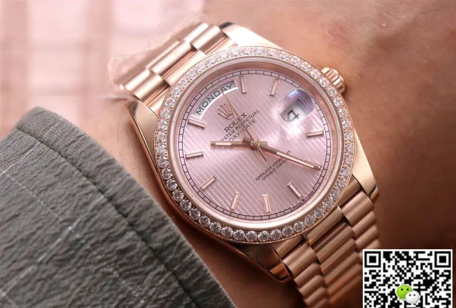 Rolex Day Date M228345RBR-0010 EW Factory 1:1 Best Edition Replica Watch Diamond-Set Bezel