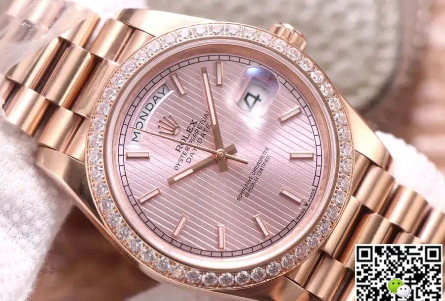 Rolex Day Date M228345RBR-0010 EW Factory 1:1 Best Edition Replica Watch Diamond-Set Bezel