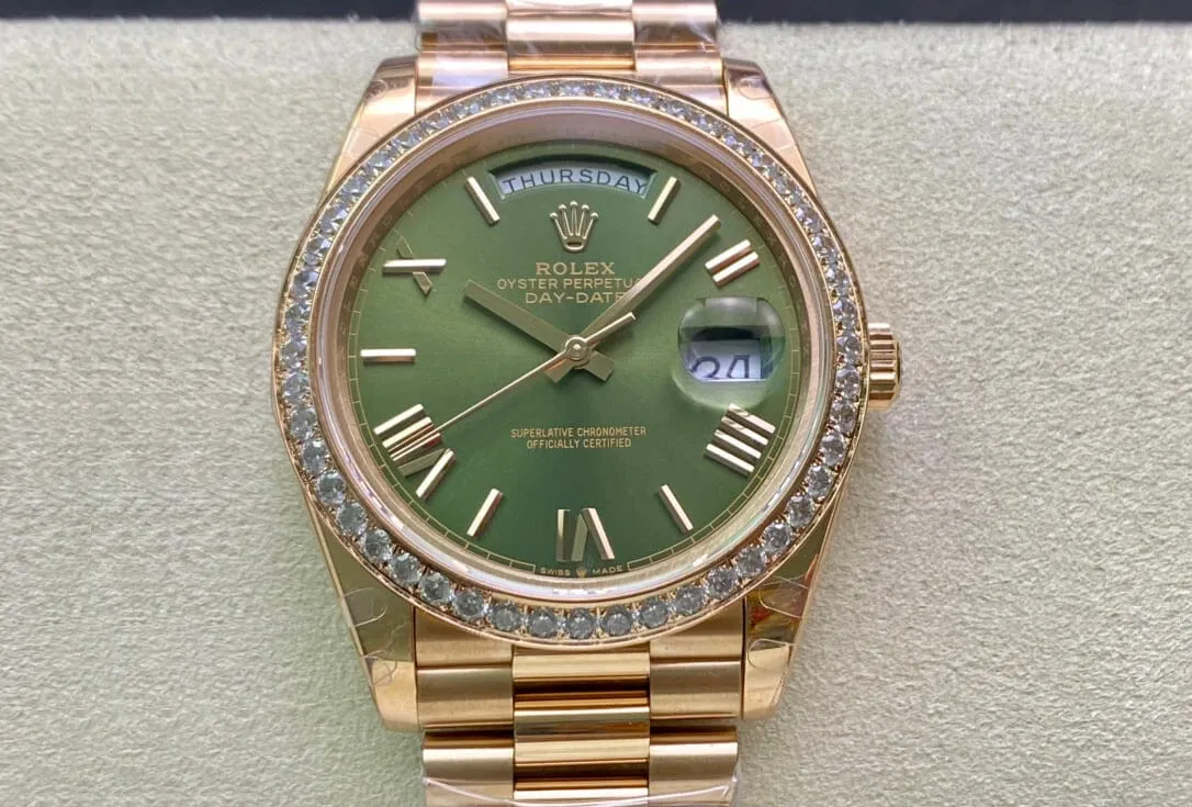 Rolex Day Date M228345RBR-0011 EW Factory 1:1 Best Edition Replica Watch Diamond-Set Bezel