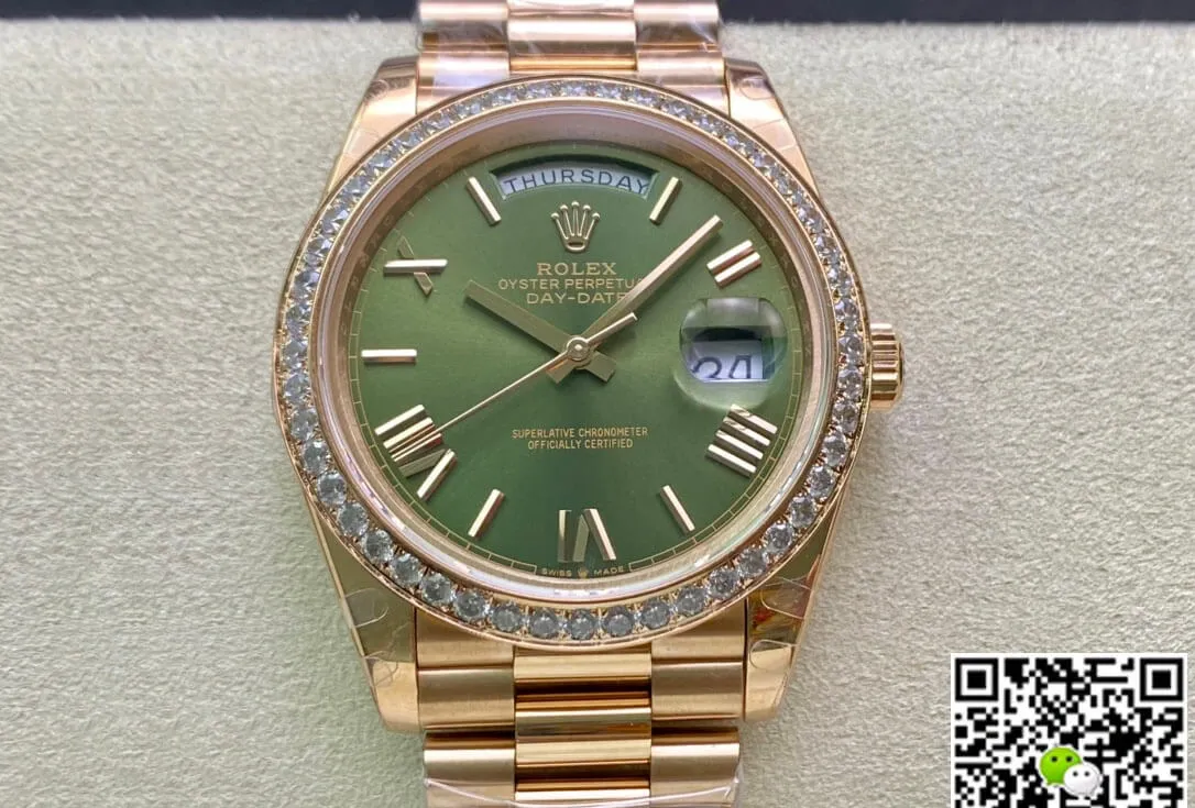 Rolex Day Date M228345RBR-0011 EW Factory 1:1 Best Edition Replica Watch Diamond-Set Bezel
