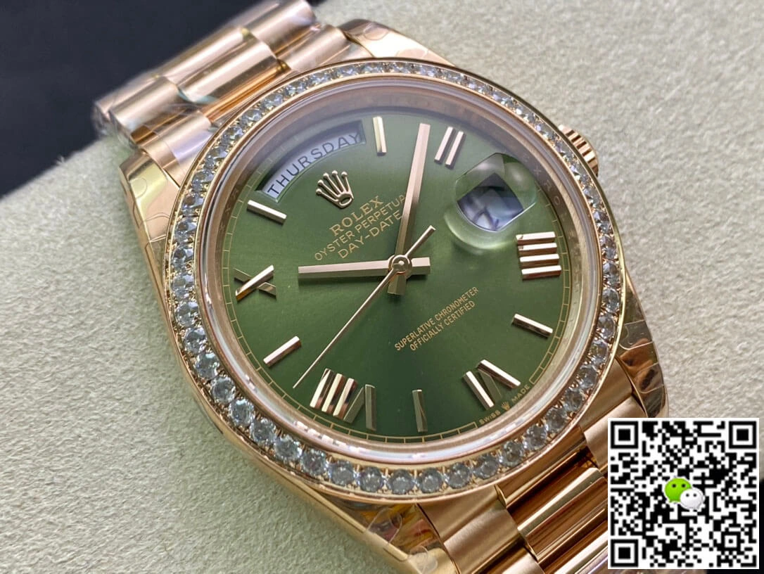 Rolex Day Date M228345RBR-0011 EW Factory 1:1 Best Edition Replica Watch Diamond-Set Bezel