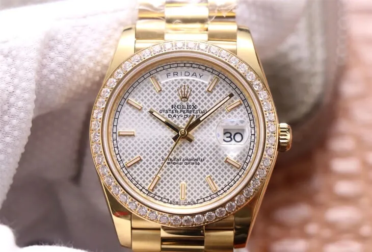 Rolex Day Date M228348RBR-0005 EW Factory 1:1 Best Edition Replica Watch Diamond-Set Bezel