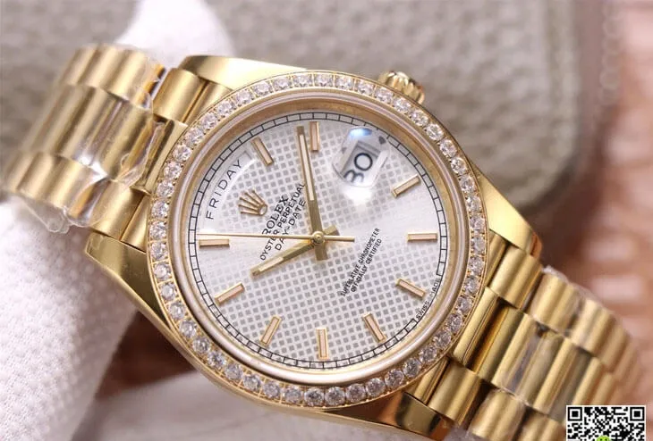 Rolex Day Date M228348RBR-0005 EW Factory 1:1 Best Edition Replica Watch Diamond-Set Bezel