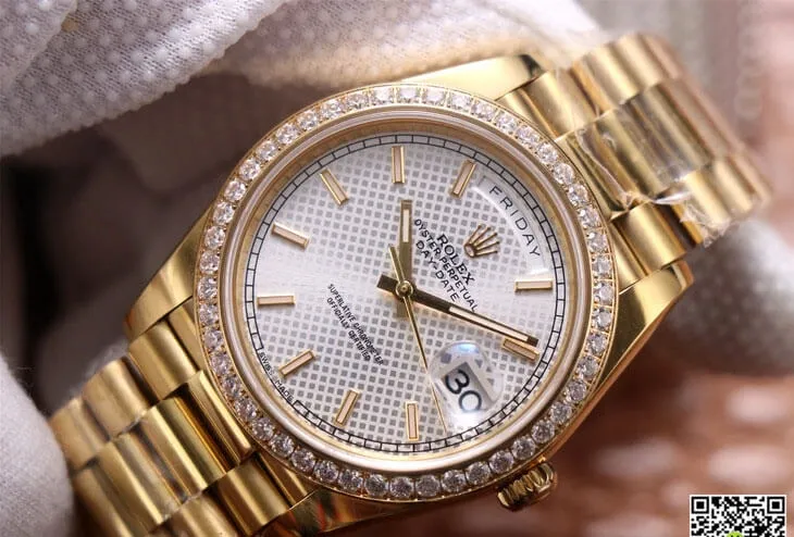 Rolex Day Date M228348RBR-0005 EW Factory 1:1 Best Edition Replica Watch Diamond-Set Bezel
