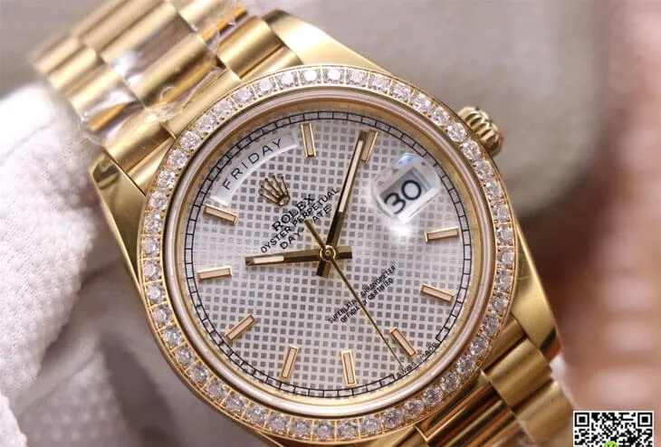 Rolex Day Date M228348RBR-0005 EW Factory 1:1 Best Edition Replica Watch Diamond-Set Bezel