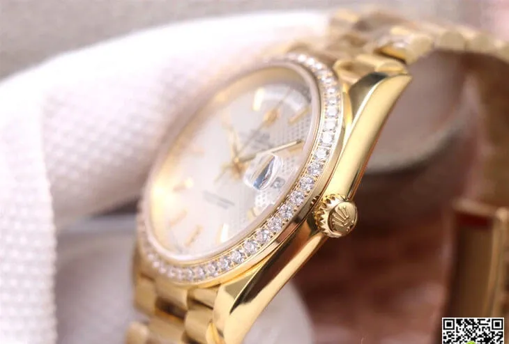 Rolex Day Date M228348RBR-0005 EW Factory 1:1 Best Edition Replica Watch Diamond-Set Bezel