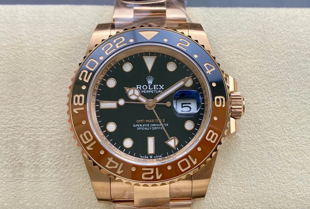 Rolex GMT Master II M126715CHNR-0001 Clean Factory 1:1 Best Edition Replica Watch Rose Gold Strap
