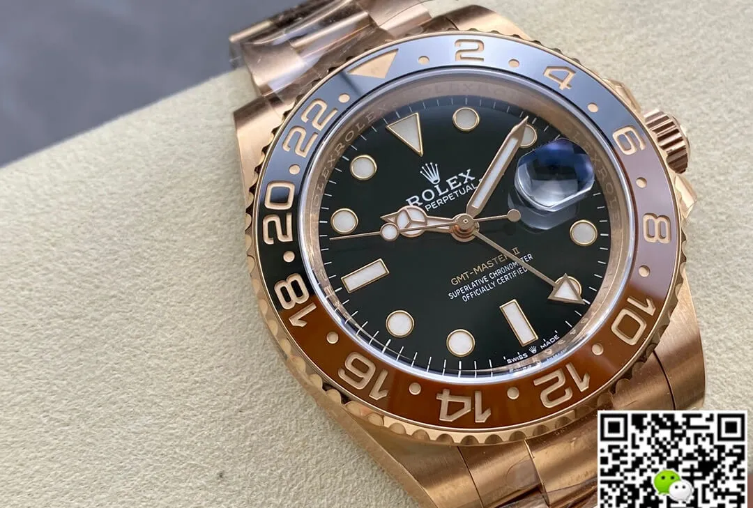 Rolex GMT Master II M126715CHNR-0001 Clean Factory 1:1 Best Edition Replica Watch Rose Gold Strap