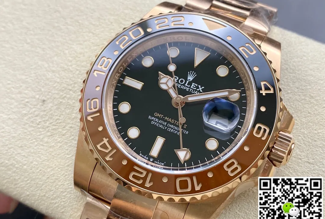 Rolex GMT Master II M126715CHNR-0001 Clean Factory 1:1 Best Edition Replica Watch Rose Gold Strap