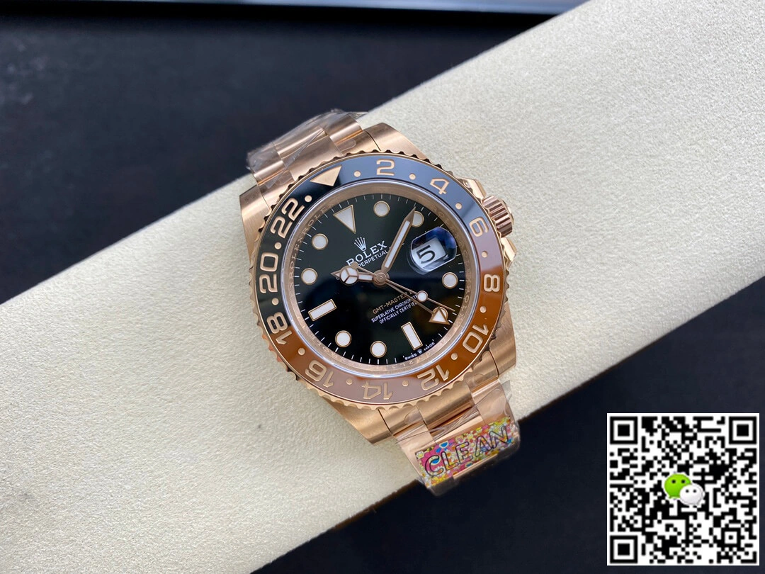 Rolex GMT Master II M126715CHNR-0001 Clean Factory 1:1 Best Edition Replica Watch Rose Gold Strap