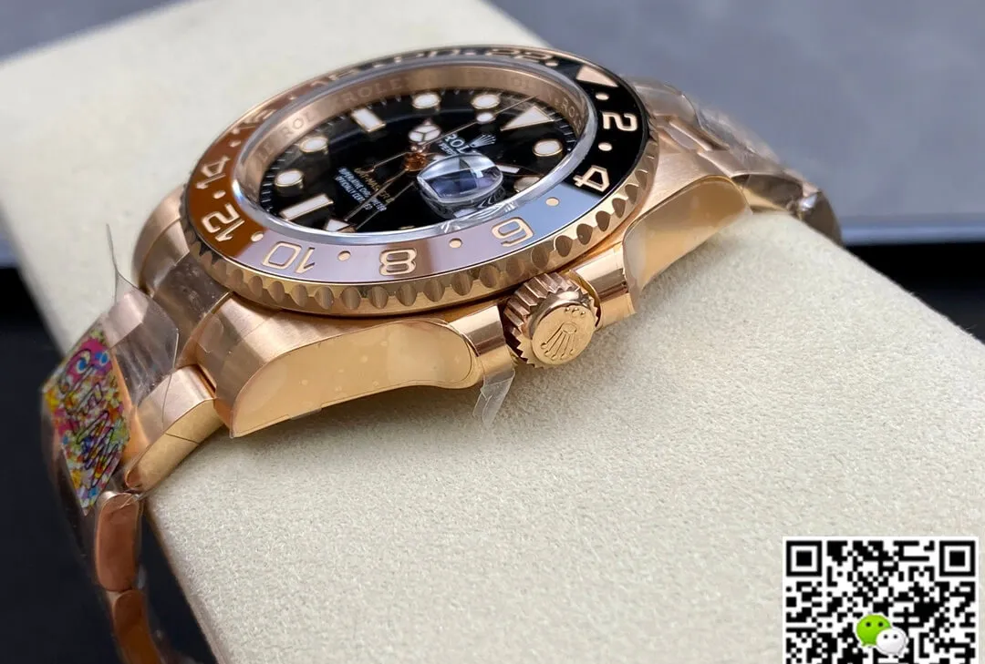 Rolex GMT Master II M126715CHNR-0001 Clean Factory 1:1 Best Edition Replica Watch Rose Gold Strap