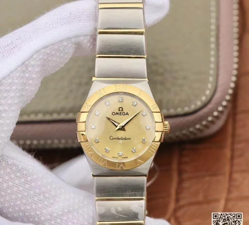Omega Constellation 27mm Quartz Ladies TW Factory 1:1 Best Edition Replica Watch Swiss Eta Quartz 1376 Gold Dial
