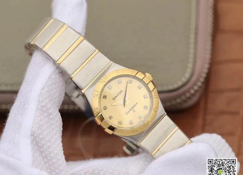 Omega Constellation 27mm Quartz Ladies TW Factory 1:1 Best Edition Replica Watch Swiss Eta Quartz 1376 Gold Dial