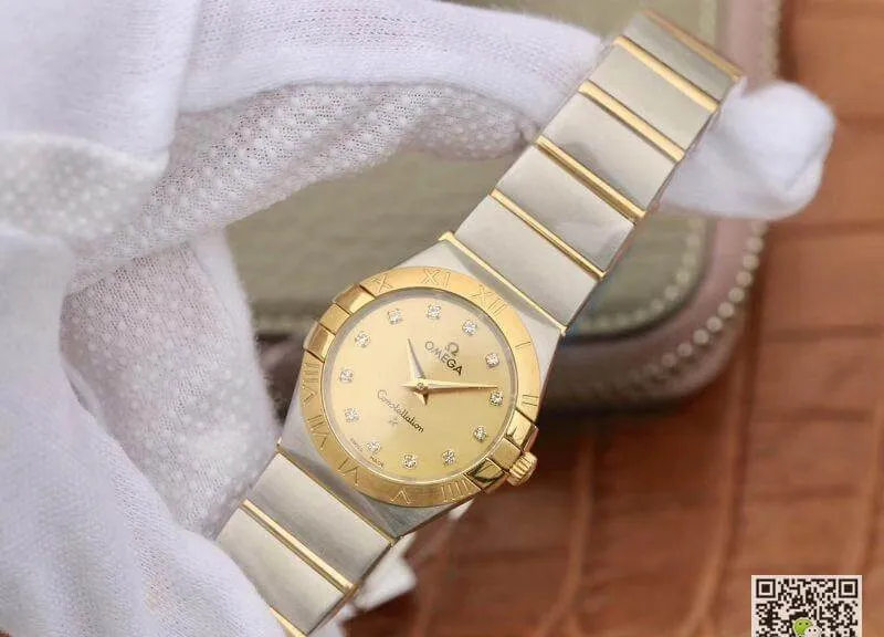 Omega Constellation 27mm Quartz Ladies TW Factory 1:1 Best Edition Replica Watch Swiss Eta Quartz 1376 Gold Dial