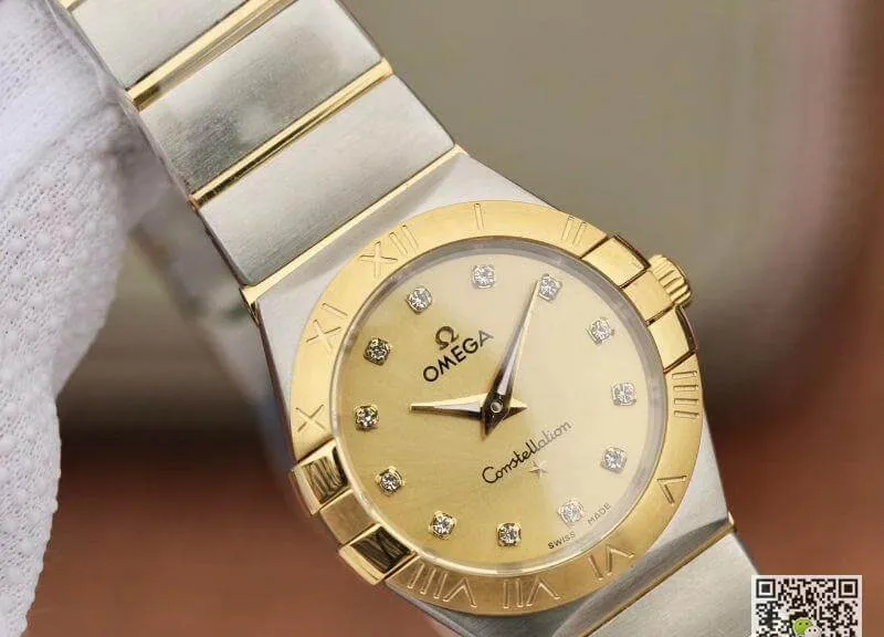 Omega Constellation 27mm Quartz Ladies TW Factory 1:1 Best Edition Replica Watch Swiss Eta Quartz 1376 Gold Dial