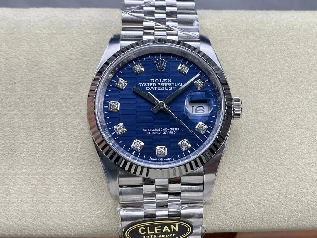 Rolex Datejust M126234-0057 36MM Clean Factory 1:1 Best Edition Replica Watch Diamond Blue Dial