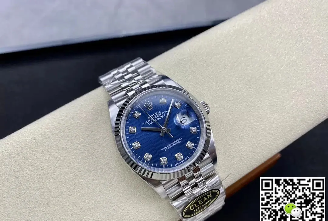Rolex Datejust M126234-0057 36MM Clean Factory 1:1 Best Edition Replica Watch Diamond Blue Dial