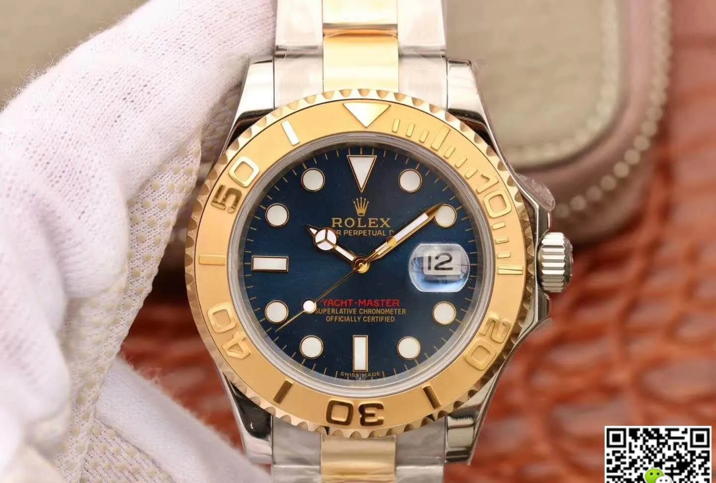 Rolex Yacht-Master 16623 1:1 Best Edition Replica Watch Swiss ETA2836 Gold Wrapped Blue Dial