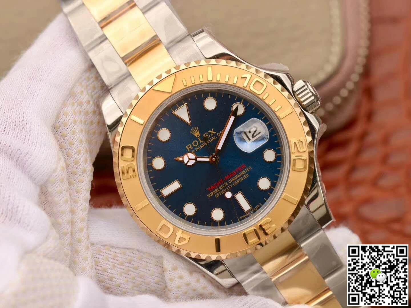 Rolex Yacht-Master 16623 1:1 Best Edition Replica Watch Swiss ETA2836 Gold Wrapped Blue Dial