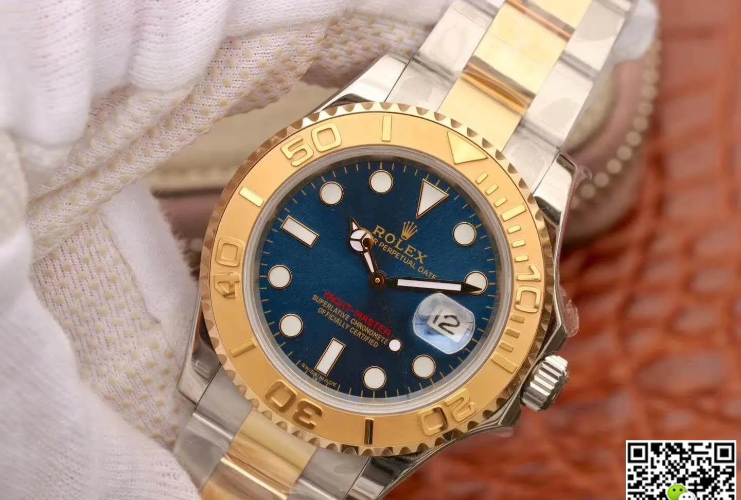 Rolex Yacht-Master 16623 1:1 Best Edition Replica Watch Swiss ETA2836 Gold Wrapped Blue Dial