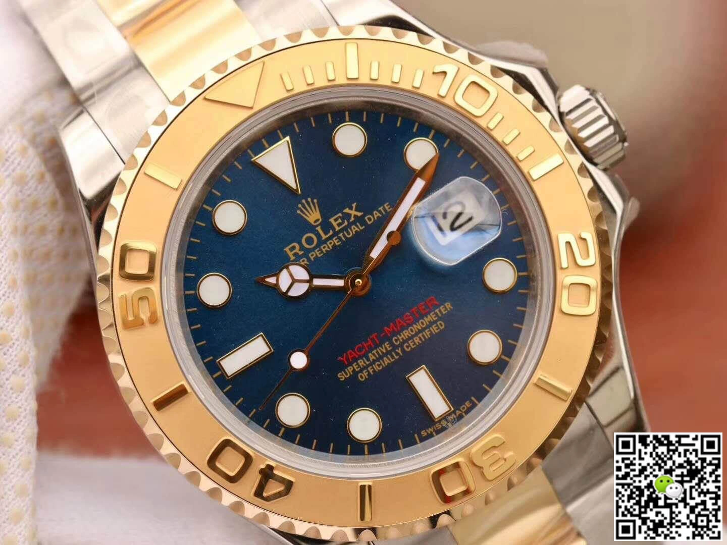 Rolex Yacht-Master 16623 1:1 Best Edition Replica Watch Swiss ETA2836 Gold Wrapped Blue Dial