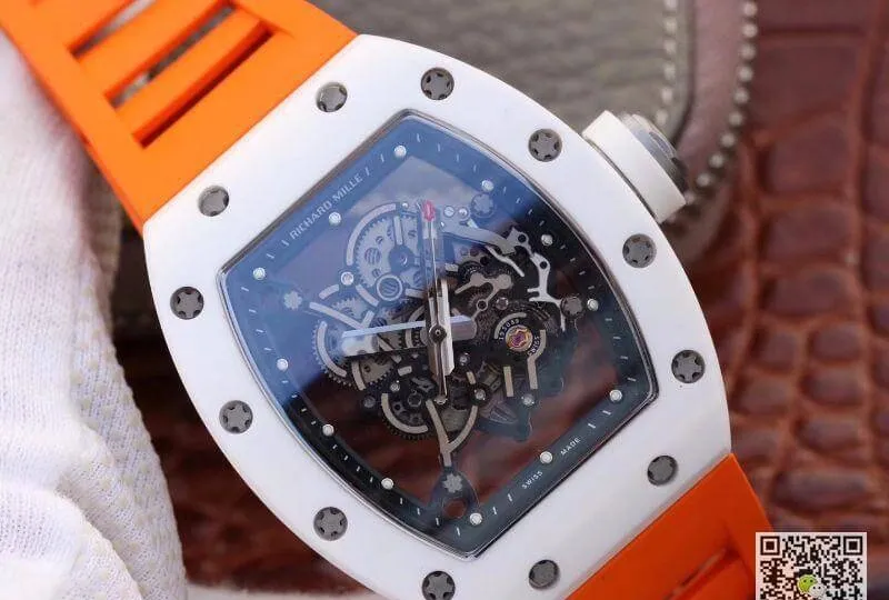 Richard Mille RM055 KV Factory 1:1 Best Edition Replica Watch Swiss ETA8215 Orange Strap