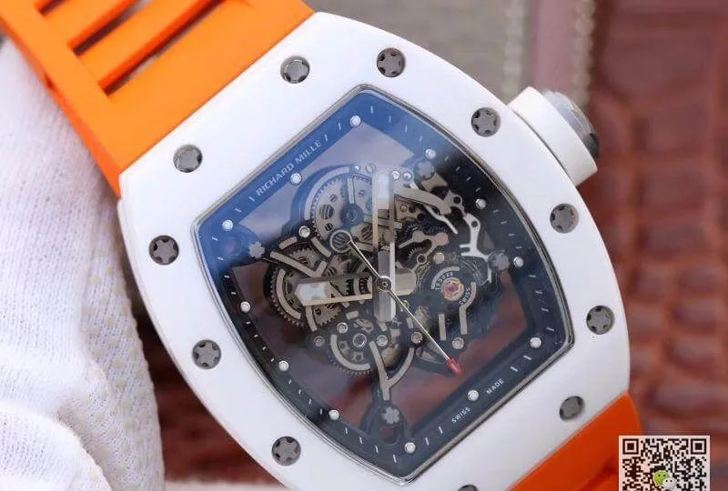 Richard Mille RM055 KV Factory 1:1 Best Edition Replica Watch Swiss ETA8215 Orange Strap