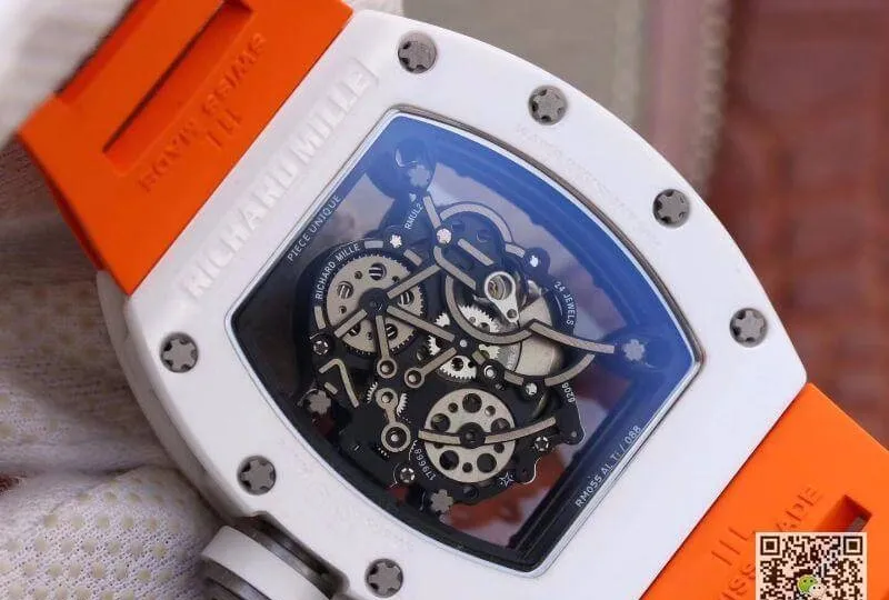 Richard Mille RM055 KV Factory 1:1 Best Edition Replica Watch Swiss ETA8215 Orange Strap