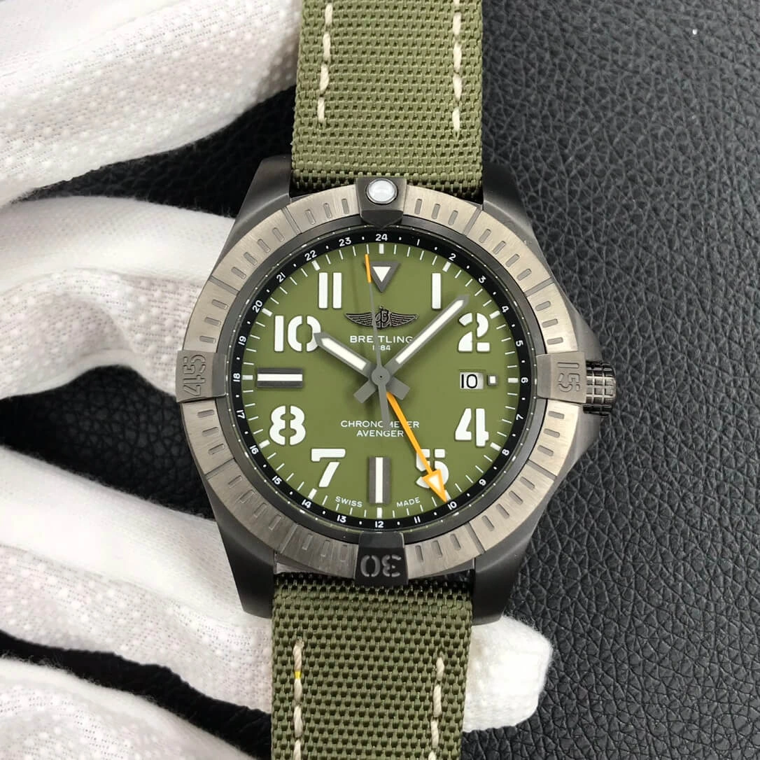 Breitling Avenger Automatic GMT 45 Night Mission V323952A1L1X1 GF Factory 1:1 Best Edition Replica Watch Green Dial
