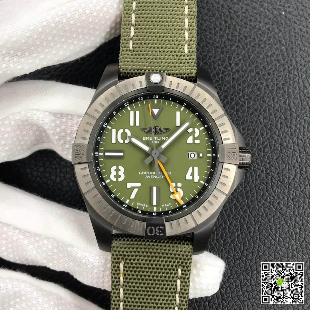 Breitling Avenger Automatic GMT 45 Night Mission V323952A1L1X1 GF Factory 1:1 Best Edition Replica Watch Green Dial
