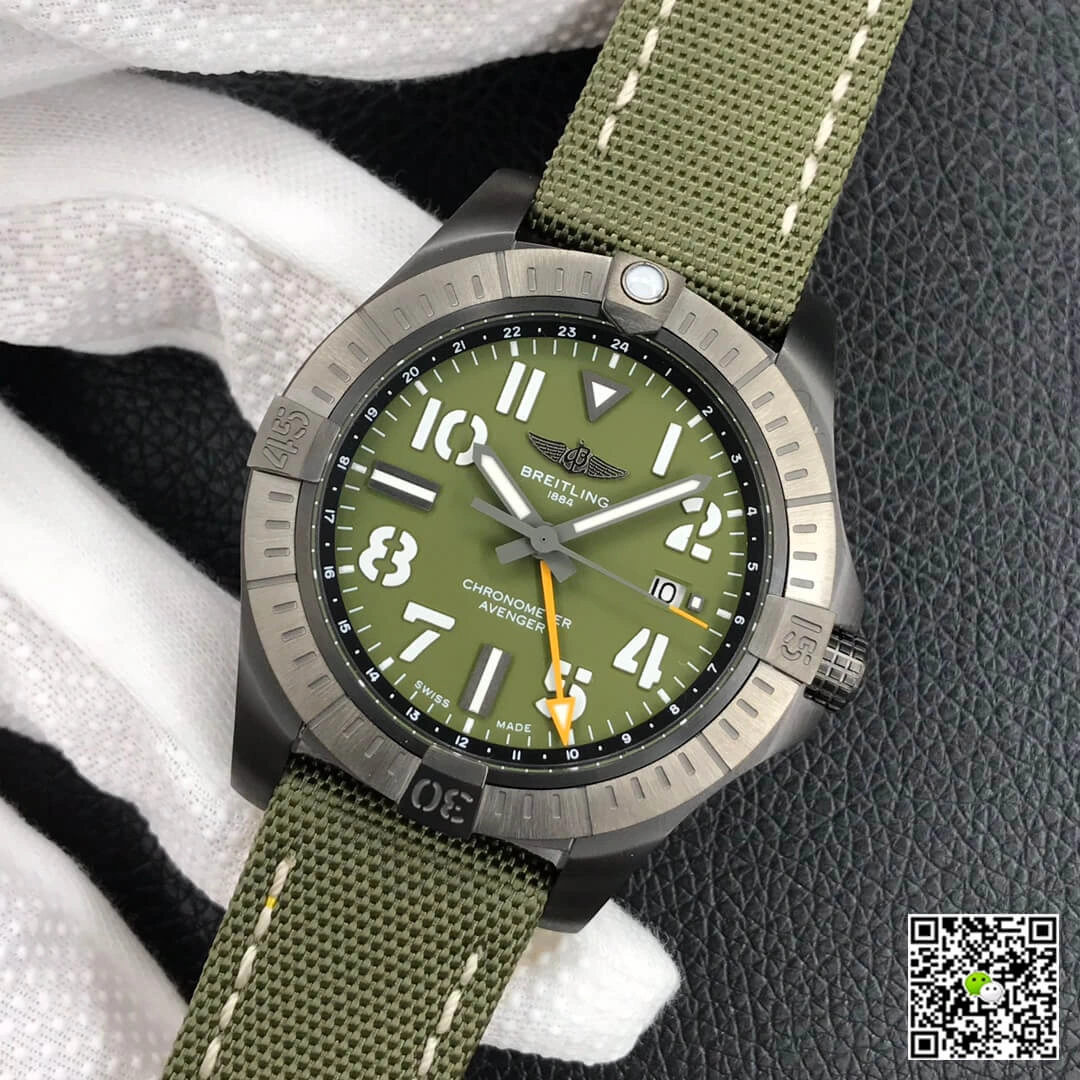 Breitling Avenger Automatic GMT 45 Night Mission V323952A1L1X1 GF Factory 1:1 Best Edition Replica Watch Green Dial