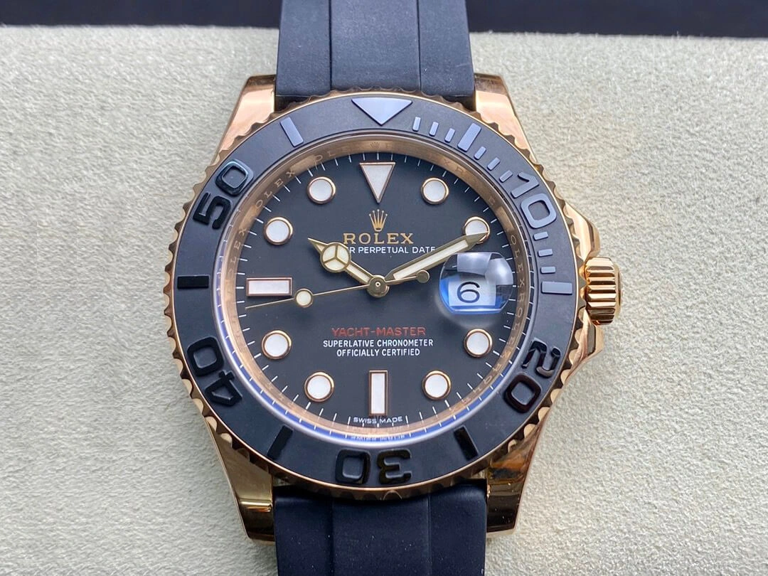 Rolex Yacht-Master 116655 Noob Factory 1:1 Best Edition Replica Watch Swiss ETA2836-2 18K Rose Gold Plated