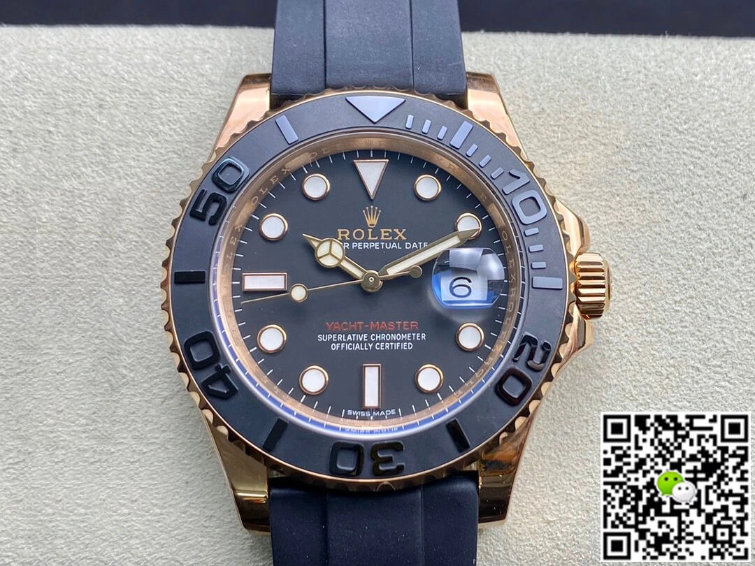 Rolex Yacht-Master 116655 Noob Factory 1:1 Best Edition Replica Watch Swiss ETA2836-2 18K Rose Gold Plated