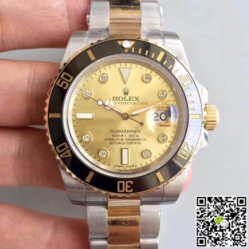 Rolex Submariner Date 116613LN Noob Factory 1:1 Best Edition Replica Watch Swiss ETA3135 Gold Wrapped Gold Dial