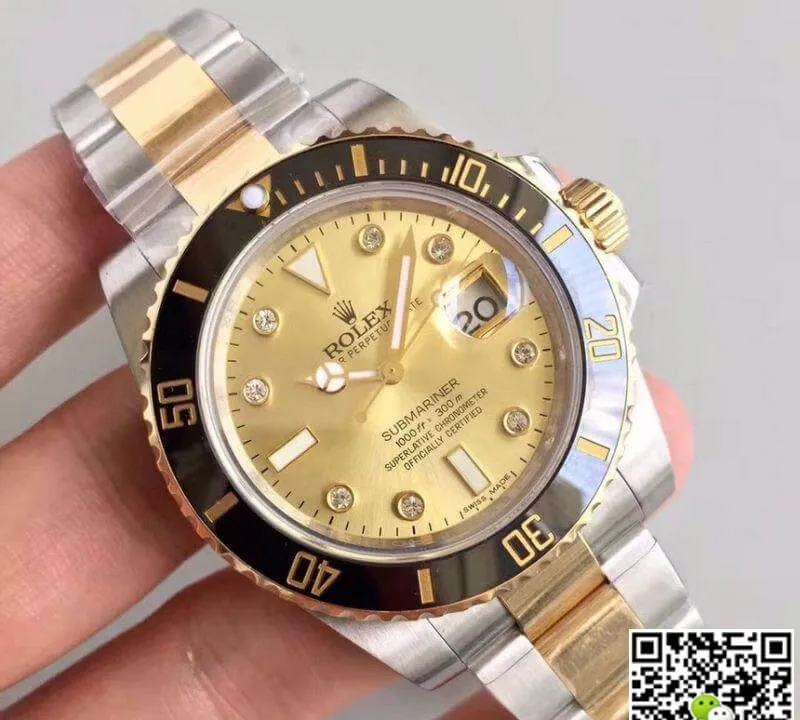 Rolex Submariner Date 116613LN Noob Factory 1:1 Best Edition Replica Watch Swiss ETA3135 Gold Wrapped Gold Dial