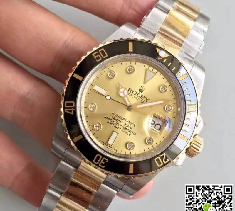 Rolex Submariner Date 116613LN Noob Factory 1:1 Best Edition Replica Watch Swiss ETA3135 Gold Wrapped Gold Dial