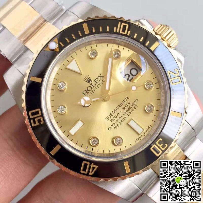 Rolex Submariner Date 116613LN Noob Factory 1:1 Best Edition Replica Watch Swiss ETA3135 Gold Wrapped Gold Dial