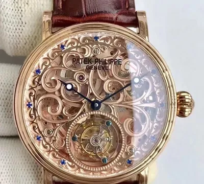 Patek Philippe 1:1 Best Edition Replica Watch Rose Gold Skeleton Dial Swiss Tourbillon