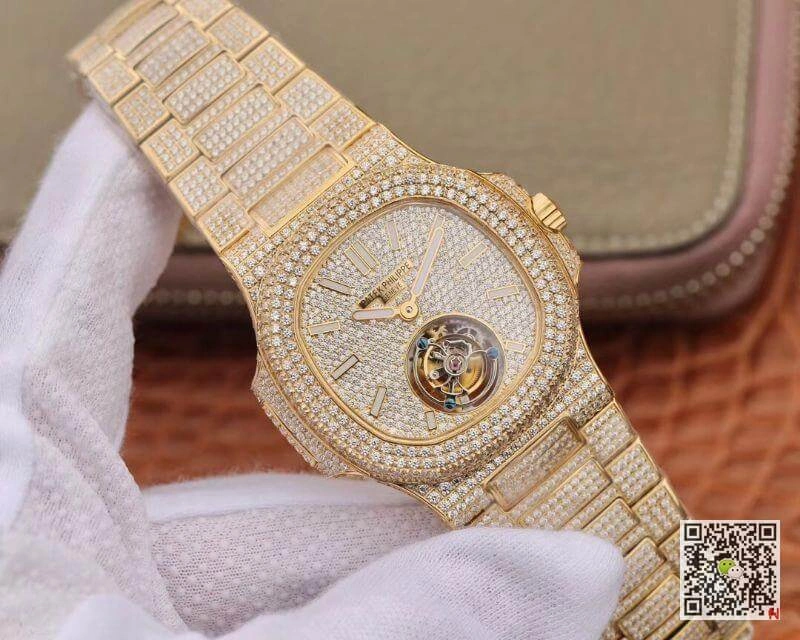 Patek Philippe Nautilus Tourbillon 18K Yellow Gold R8 Factory 1:1 Best Edition Replica Watch Swiss Hand-Winding Tourbillon Movement