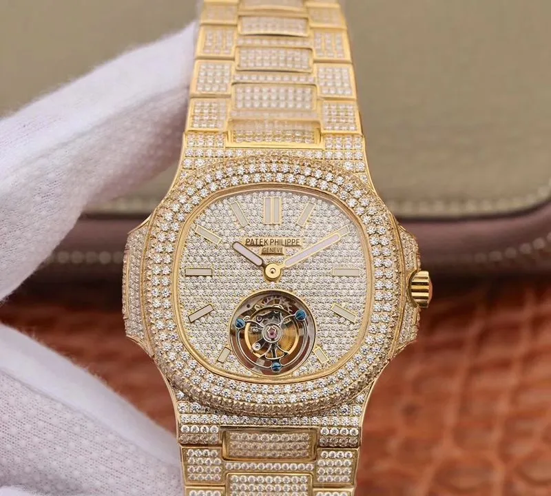 Patek Philippe Nautilus Tourbillon 18K Yellow Gold R8 Factory 1:1 Best Edition Replica Watch Swiss Hand-Winding Tourbillon Movement
