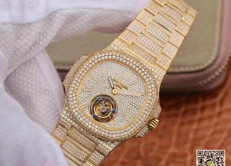 Patek Philippe Nautilus Tourbillon 18K Yellow Gold R8 Factory 1:1 Best Edition Replica Watch Swiss Hand-Winding Tourbillon Movement