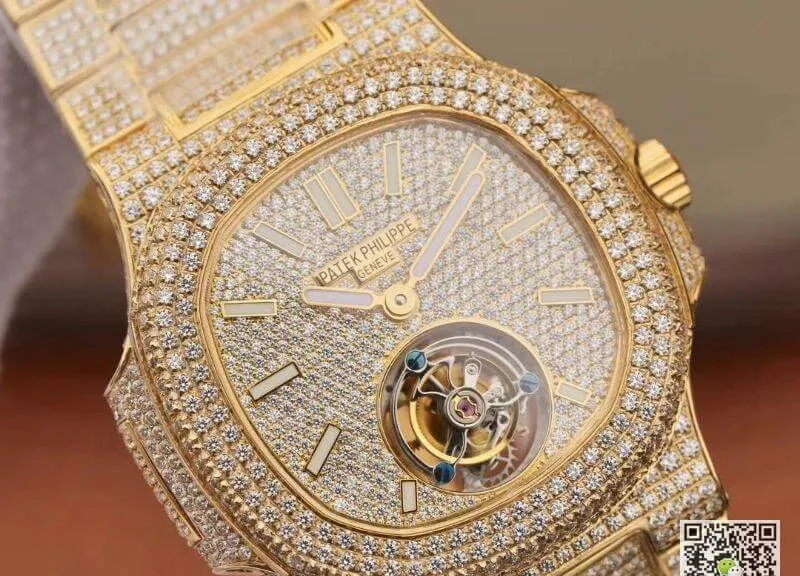 Patek Philippe Nautilus Tourbillon 18K Yellow Gold R8 Factory 1:1 Best Edition Replica Watch Swiss Hand-Winding Tourbillon Movement