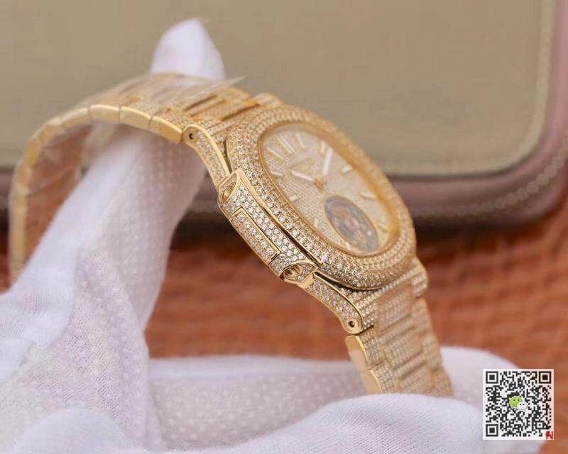 Patek Philippe Nautilus Tourbillon 18K Yellow Gold R8 Factory 1:1 Best Edition Replica Watch Swiss Hand-Winding Tourbillon Movement