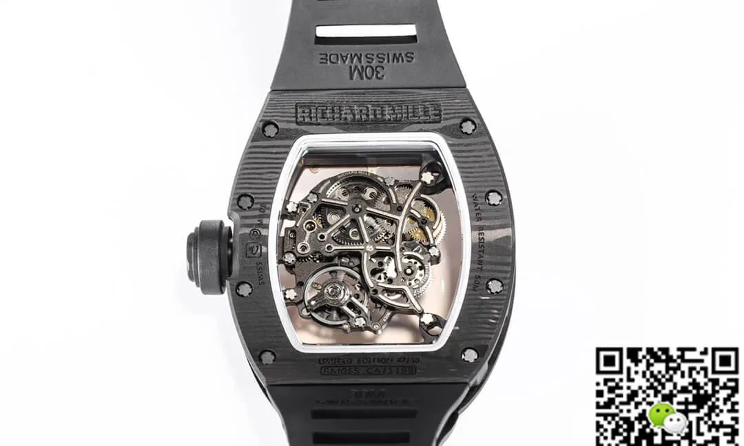Richard Mille RM055 NTPT BBR Factory 1:1 Best Edition Replica Watch Carbon Fiber Skeleton Dial