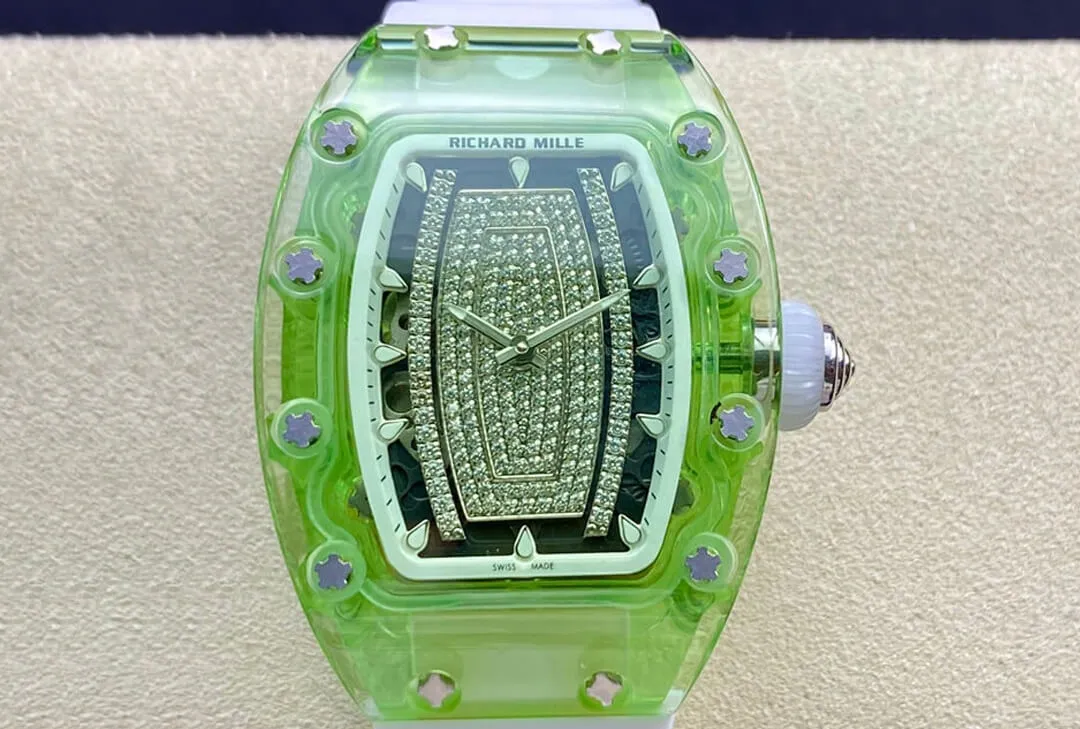 Richard Mille RM07-02 Pink Lady Sapphire RM Factory 1:1 Best Edition Replica Watch White Strap