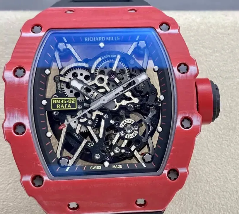 Richard Mille RM35-02 T+ Factory 1:1 Best Edition Replica Watch Carbon Fiber Case Skeleton Dial