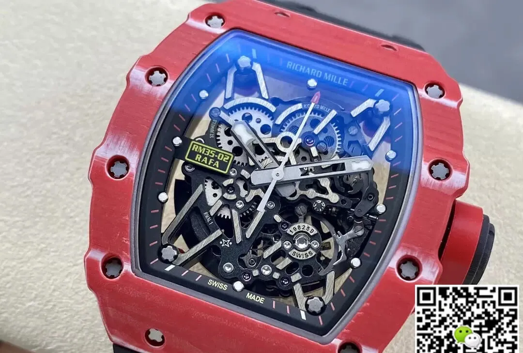 Richard Mille RM35-02 T+ Factory 1:1 Best Edition Replica Watch Carbon Fiber Case Skeleton Dial