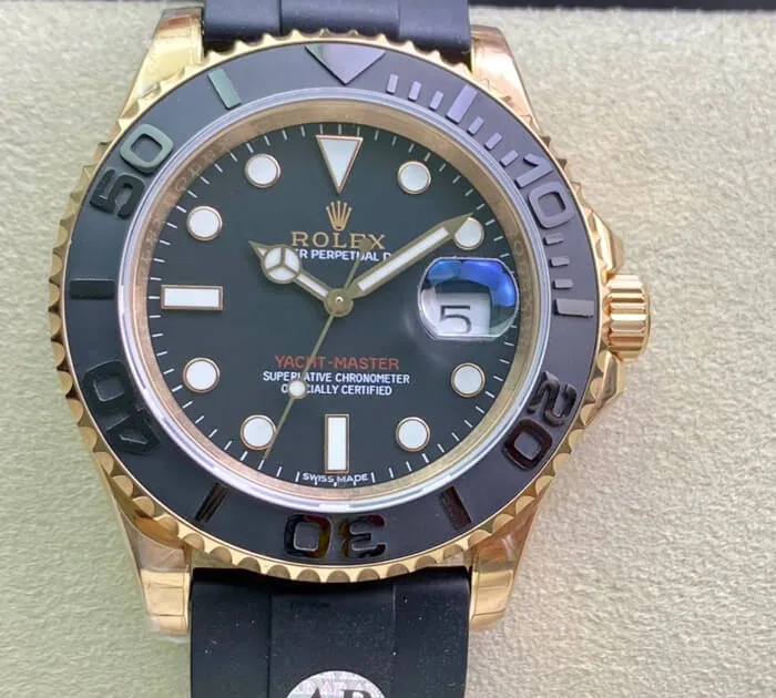 Rolex Yacht Master 116655 AR Factory 1:1 Best Edition Replica Watch Black Rubber Strap