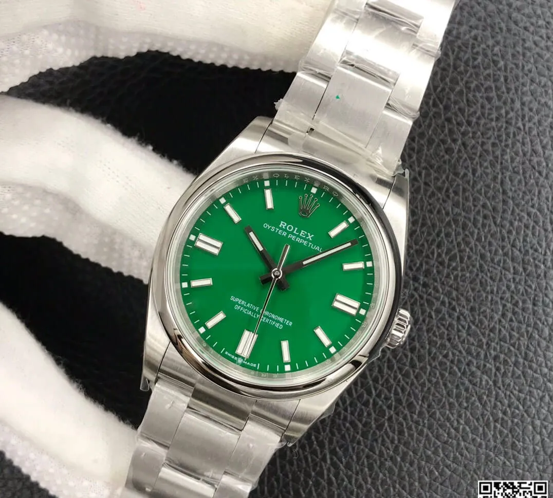 Rolex Oyster Perpetual M126000-0005 36MM EW Factory 1:1 Best Edition Replica Watch Green Stainless Steel Dial