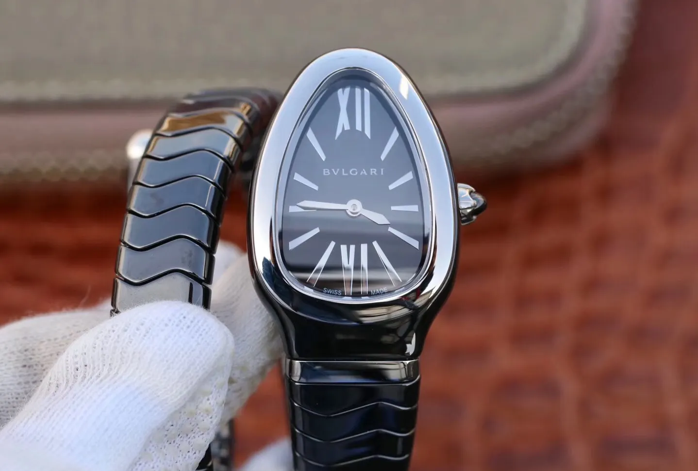 Bvlgari Srpenti Spiga 102735 BV Factory 1:1 Best Edition Replica Watch Black steel Swiss Quartz Movement